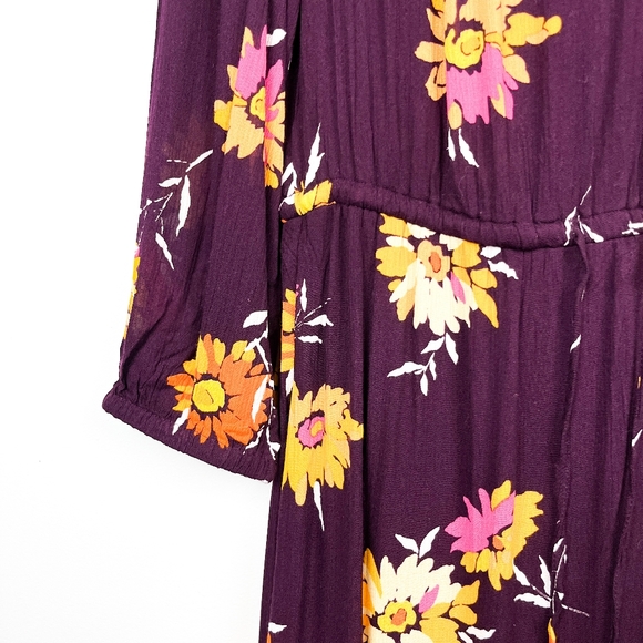 NWT Gap Purple & Yellow Floral Long Sleeve Maxi Dress - Picture 6 of 11